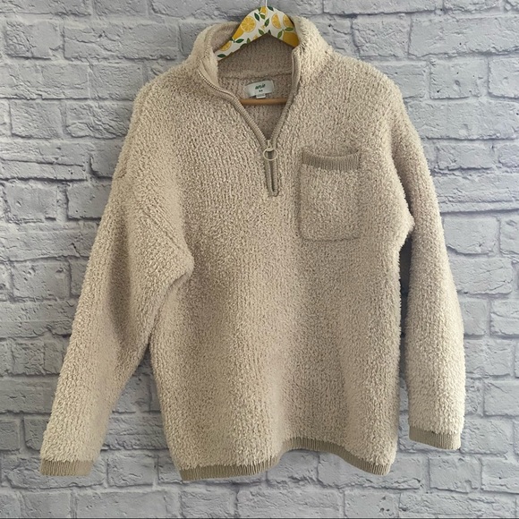 aerie Sweaters - Aerie Women's Beige Pullover Sherpa Sweater Size Medium
